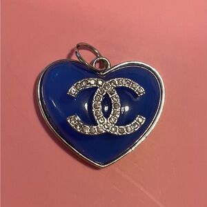 Chanel heart pendant blue